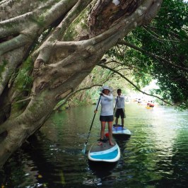 a man standing next to a body of water