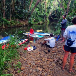 a group of people standing in a garden